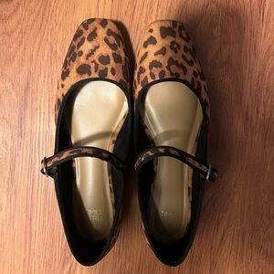 Leopard Print Mary Jane Flats - Brown Leopard